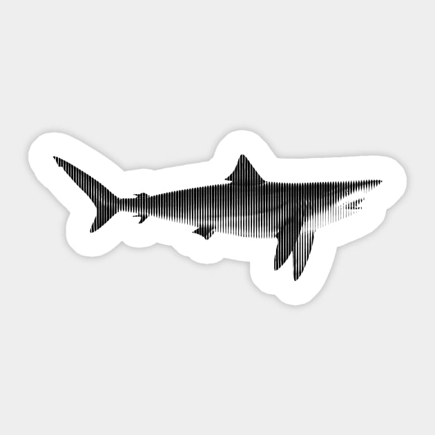 Minimalist Black and White Blacktip Shark Sticker by NorthOfLongIsland